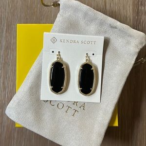 Kendra Scott - New - Elle Gold Drop Earrings in Opaque Black Glass